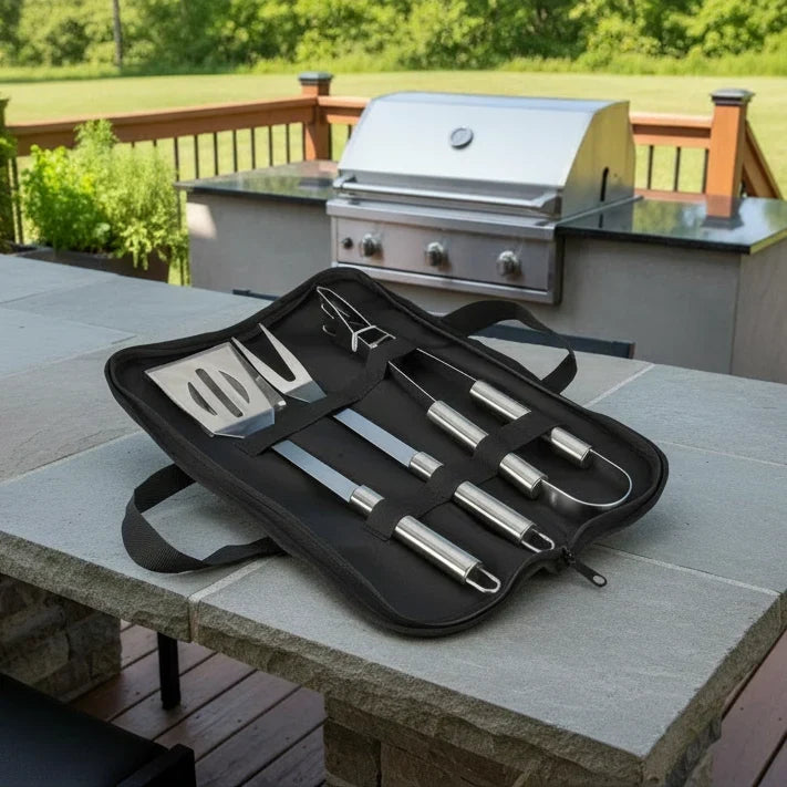 GrillMaster Pro Stainless Steel Barbecue Tool Set lifestyle image
