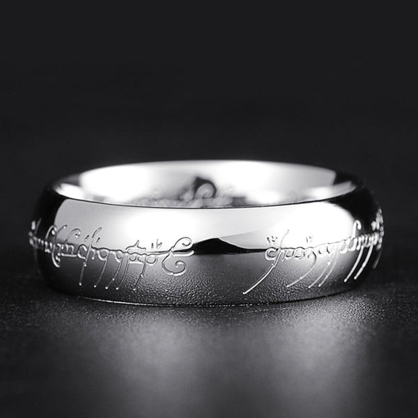 Glow in the Dark Ring, Fantasy Elvish Script Rune Ring in Gold or Silver, Nickel Free