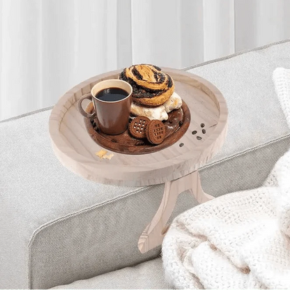 CLIPTABLE Round Wooden Sofa Tray
