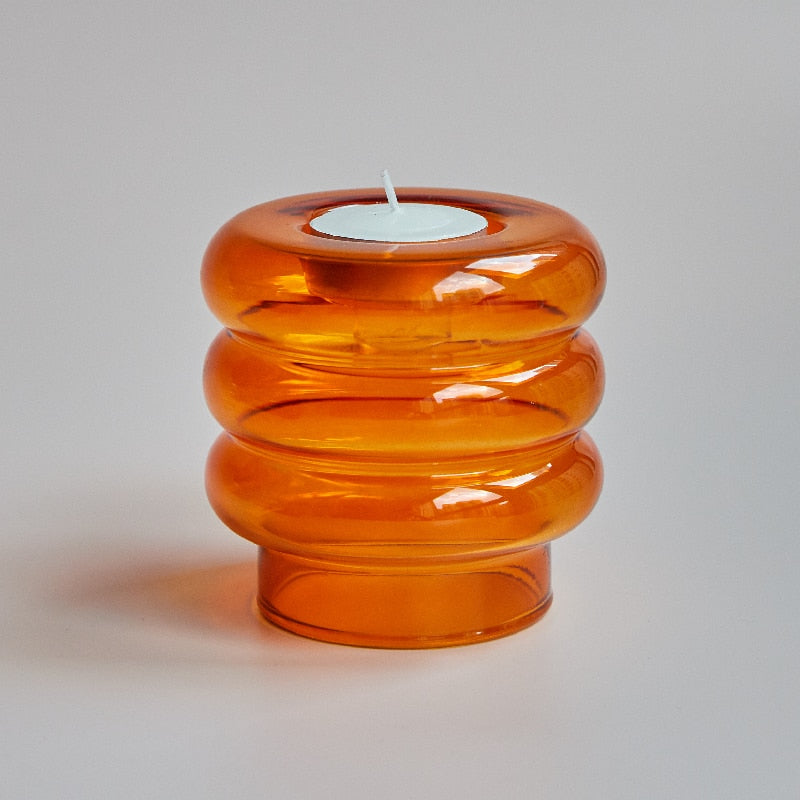 Glass Candle Holder, Spiral Taper Candle Holder