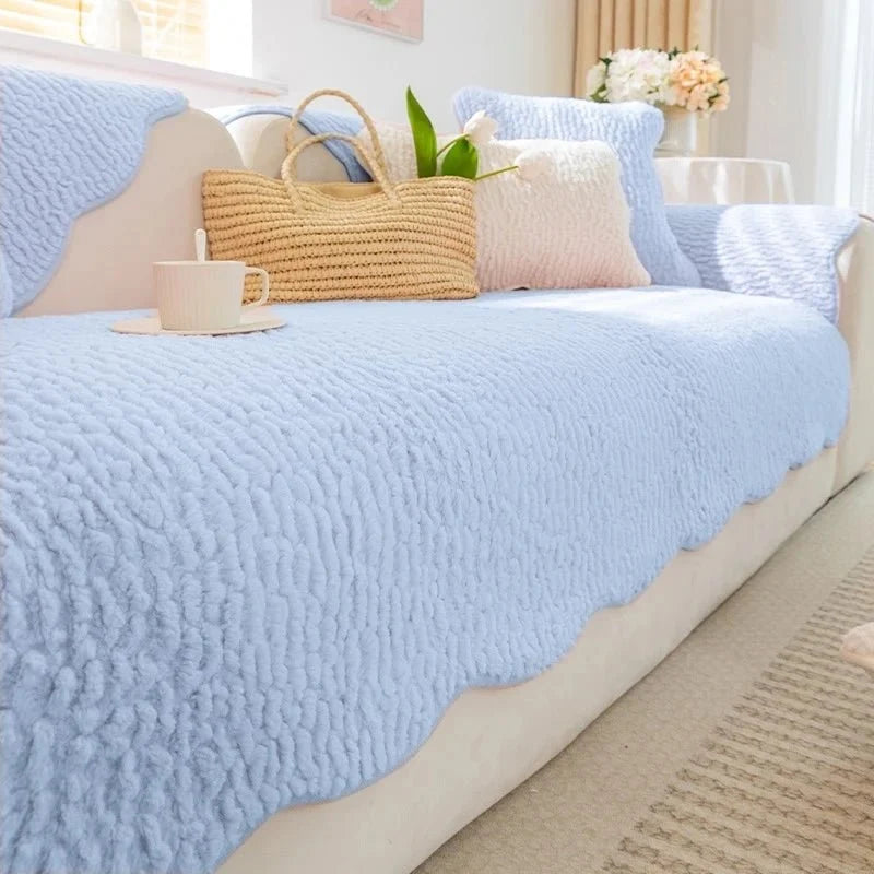 PLUSHCREAM Thick Tuft Fleece Sofa Cover