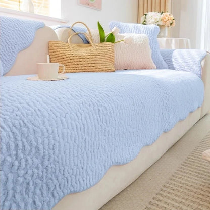 PLUSHCREAM Thick Tuft Fleece Sofa Cover