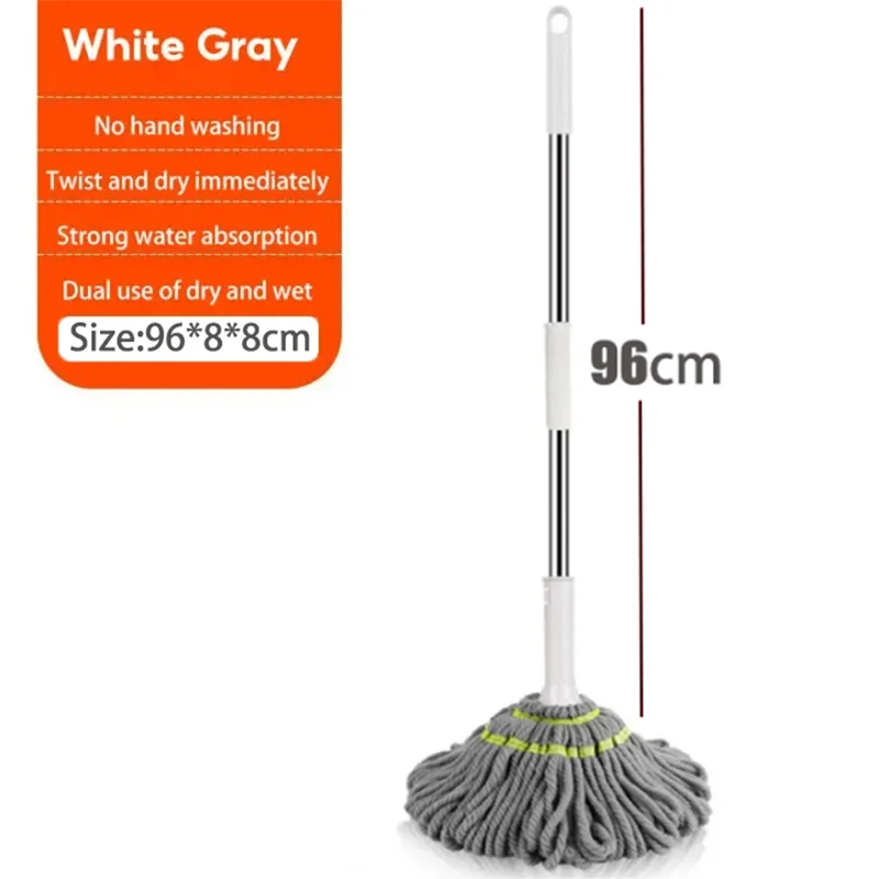 Self-Wringing Spin Mop with Microfiber Head and Telescopic Handle