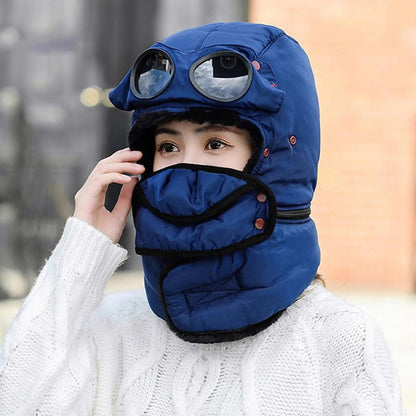 Winter Face Mask Hat, Thermal Windproof Balaclava Hat with Goggles