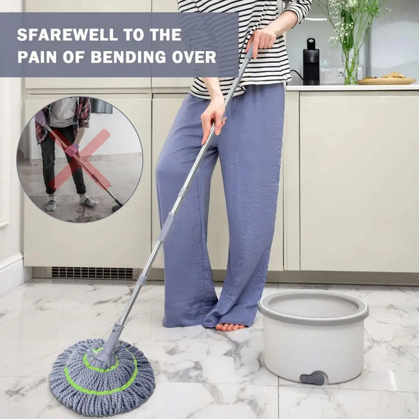Self Wringing Mop, 360 Degree Rotating Microfiber Mop with Stainless Steel Telescopic Handle