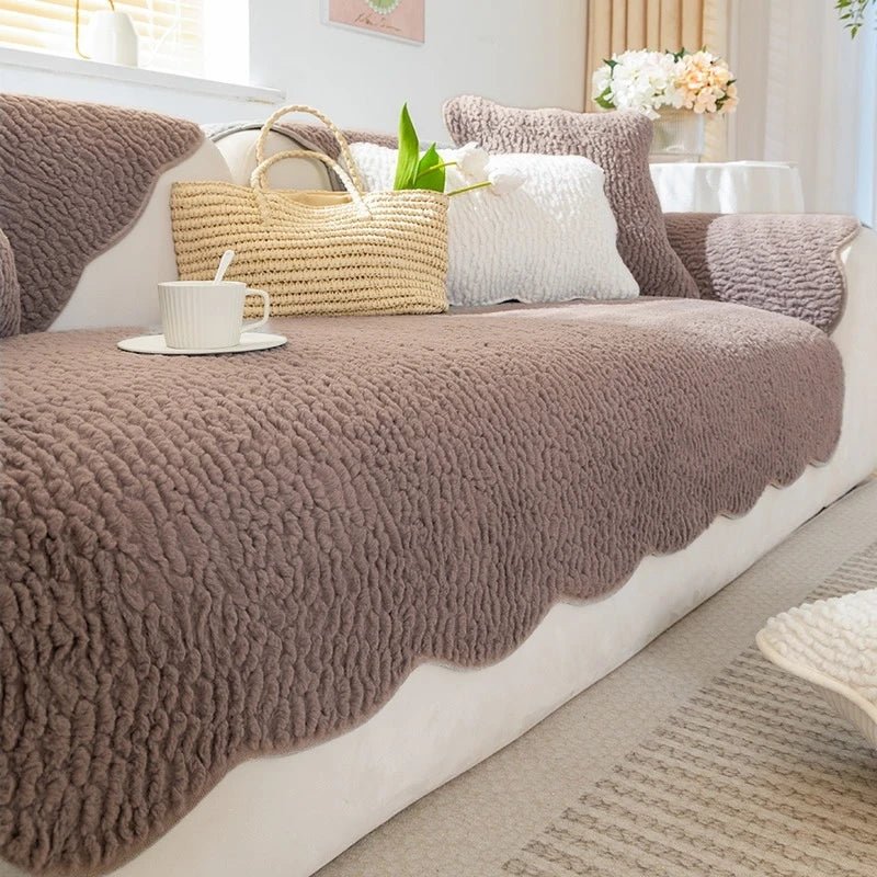 PLUSHCREAM Thick Tuft Fleece Sofa Cover
