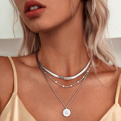 LUNARIA NECKLACE Silver Triple Necklace