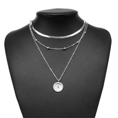 LUNARIA NECKLACE Silver Triple Necklace