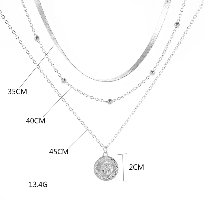 LUNARIA NECKLACE Silver Triple Necklace