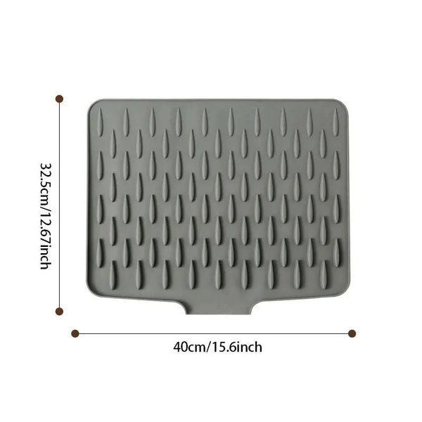 Silicone Dish Drying Mat, Heat Resistant Sloped Kitchen Counter Mat, BPA-Free, Dishwasher Safe