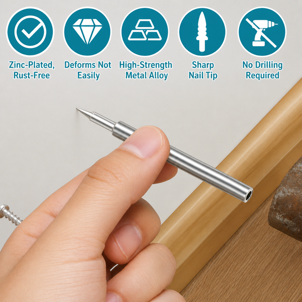 Baseboard Nails, 100 Piece Double Head Nail Set for Skirting Boards, Furniture & Woodwork