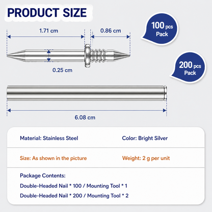 Baseboard Nail Set, Double-Head Mounting System