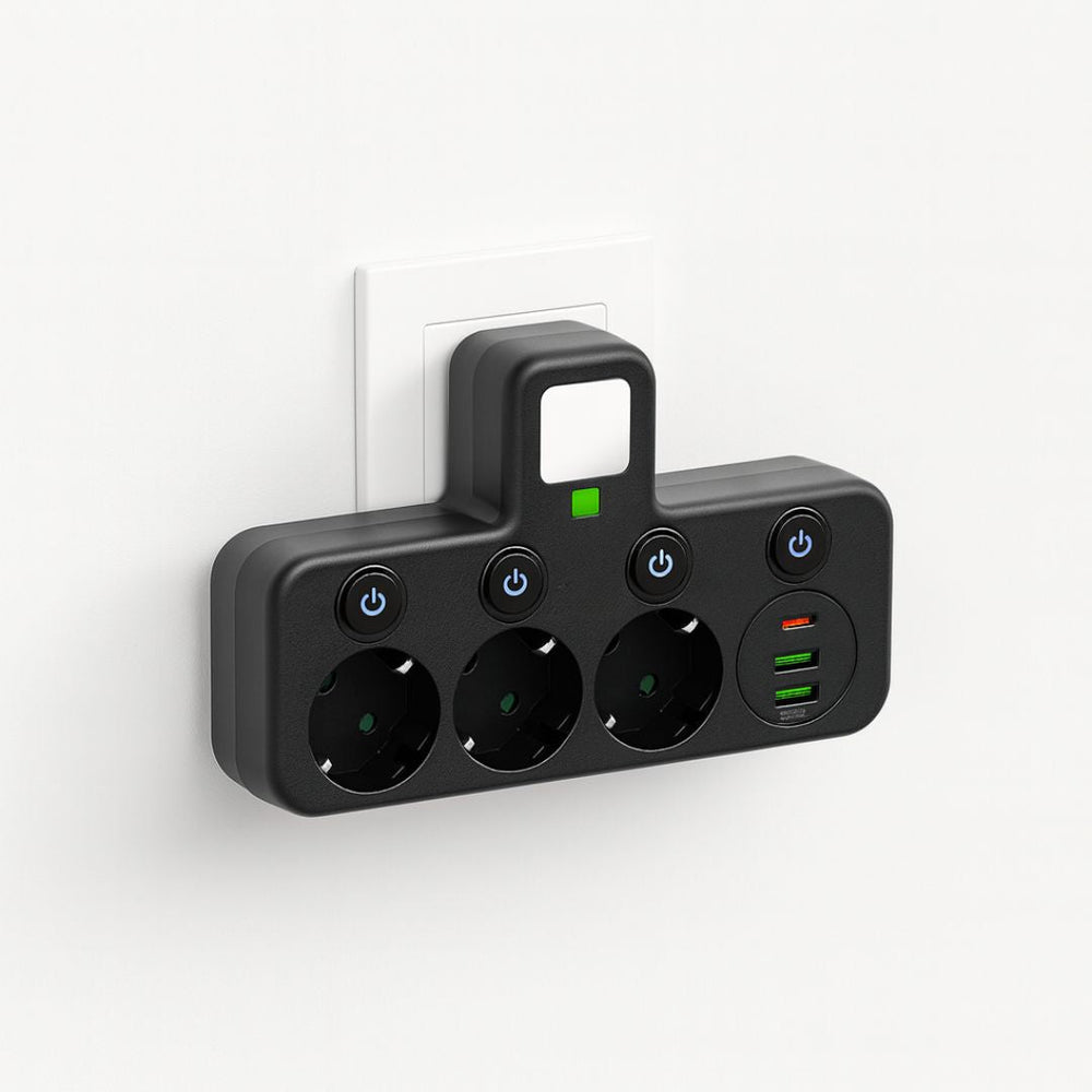 Surge Protector Power Strip, 3 Outlets with USB & USB-C Ports, Child Lock for Phones, Laptops & TVs
