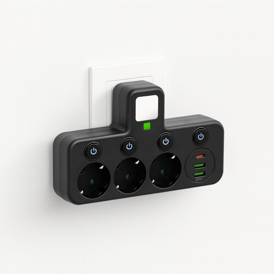 3-Outlet Power Strip with Surge Protection & Child Lock