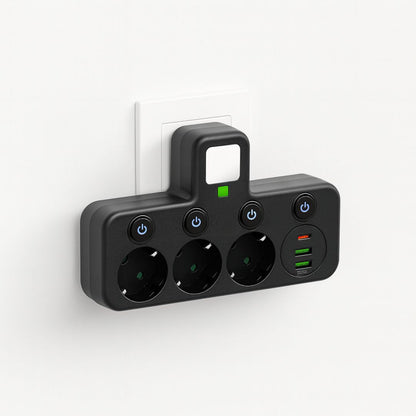 3-Outlet Power Strip with Surge Protection & Child Lock