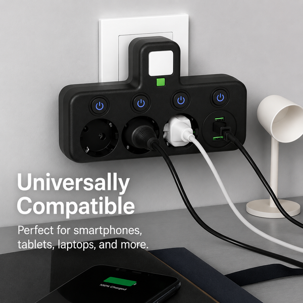 Surge Protector Power Strip, 3 Outlets with USB & USB-C Ports, Child Lock for Phones, Laptops & TVs