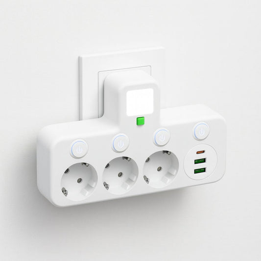 3-Outlet Power Strip with Surge Protection & Child Lock