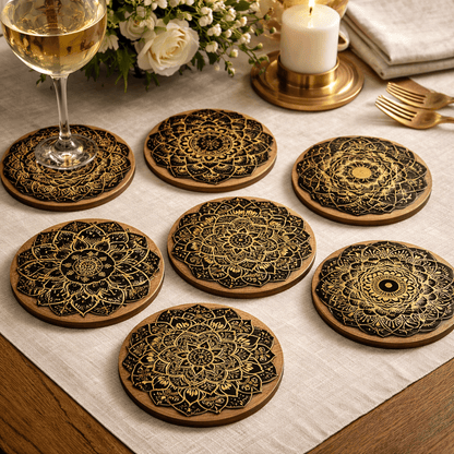WOODARA Round Wooden Coaster