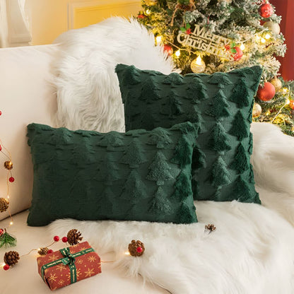 SPRUCELY Cozy Plush Christmas Tree Pillowcase