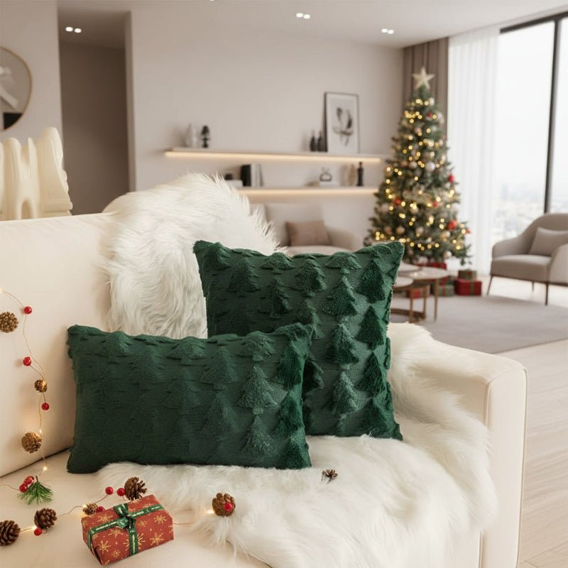 SPRUCELY Cozy Plush Christmas Tree Pillowcase