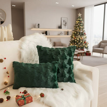 SPRUCELY Cozy Plush Christmas Tree Pillowcase