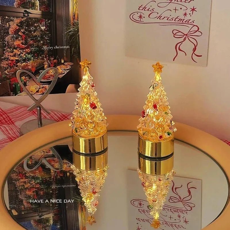 HOLIDAYLIT Festive Christmas Tree Table and Nightstand Lamp
