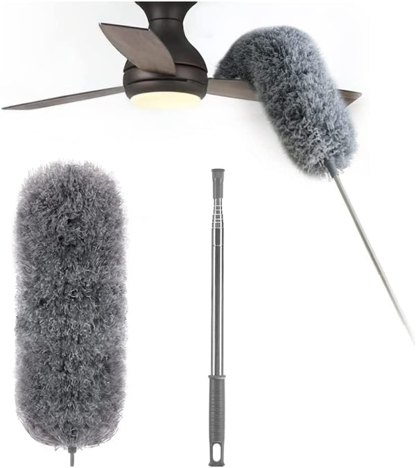 Telescopic Microfiber Duster, Extendable Washable Duster with Flexible Head for Ceilings & Fans