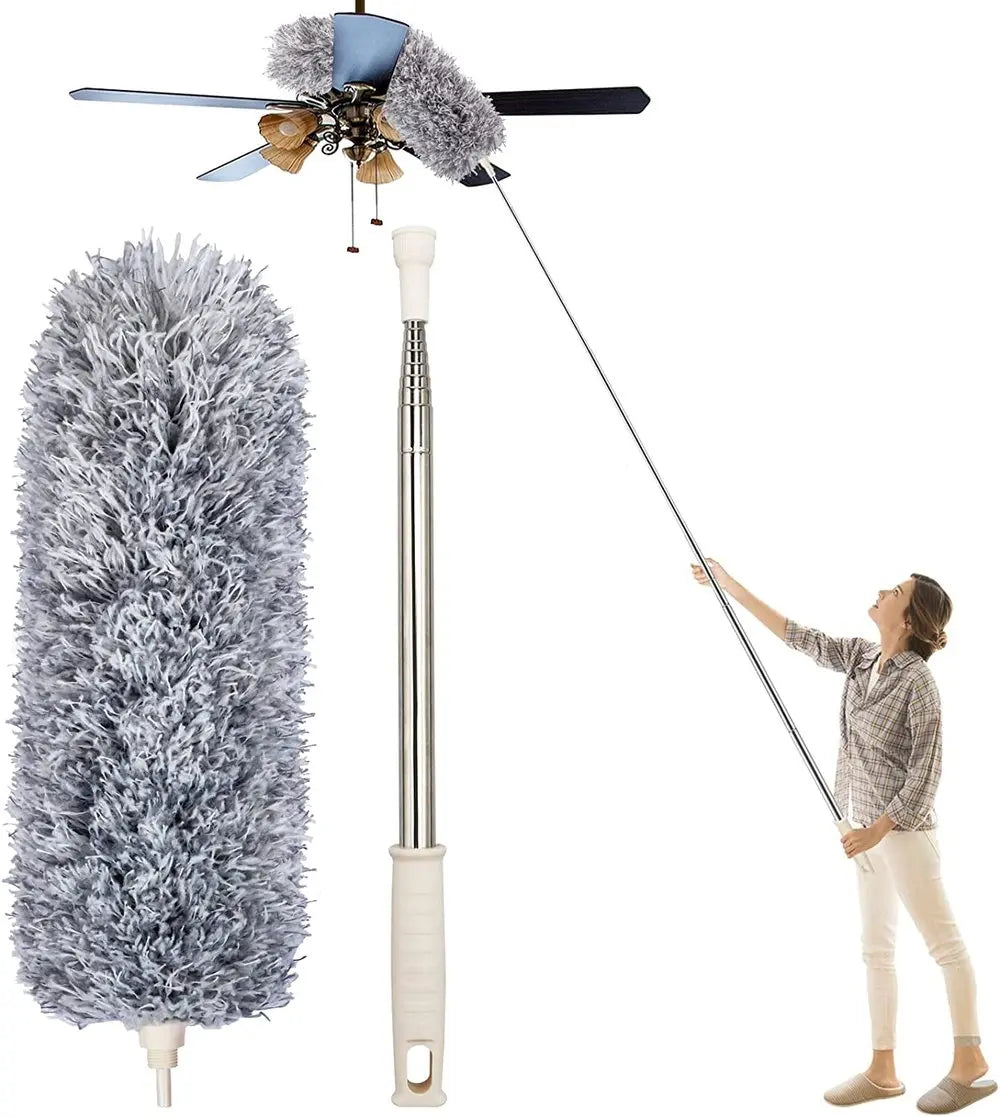 Telescopic Duster, Extra Long Microfiber Duster with Extension Pole & 3 Replacement Heads