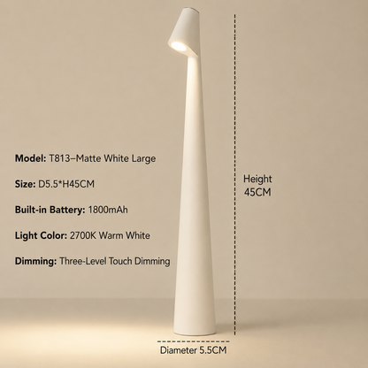 Cordless Designer LED Table Lamp, 3-Level Touch Dimmer
