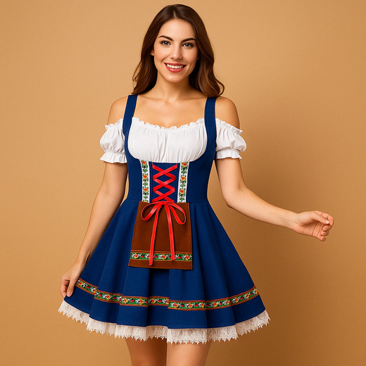 Dirndl Dress for Women, Traditional Oktoberfest Dress for Festivals and Theme Parties