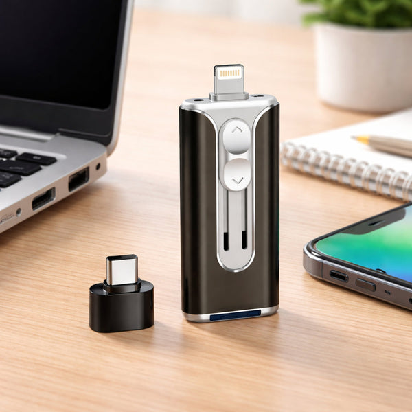 USB Flash Drive Multi Connector, Phone & Computer Photo Backup Stick 32GB to 256GB