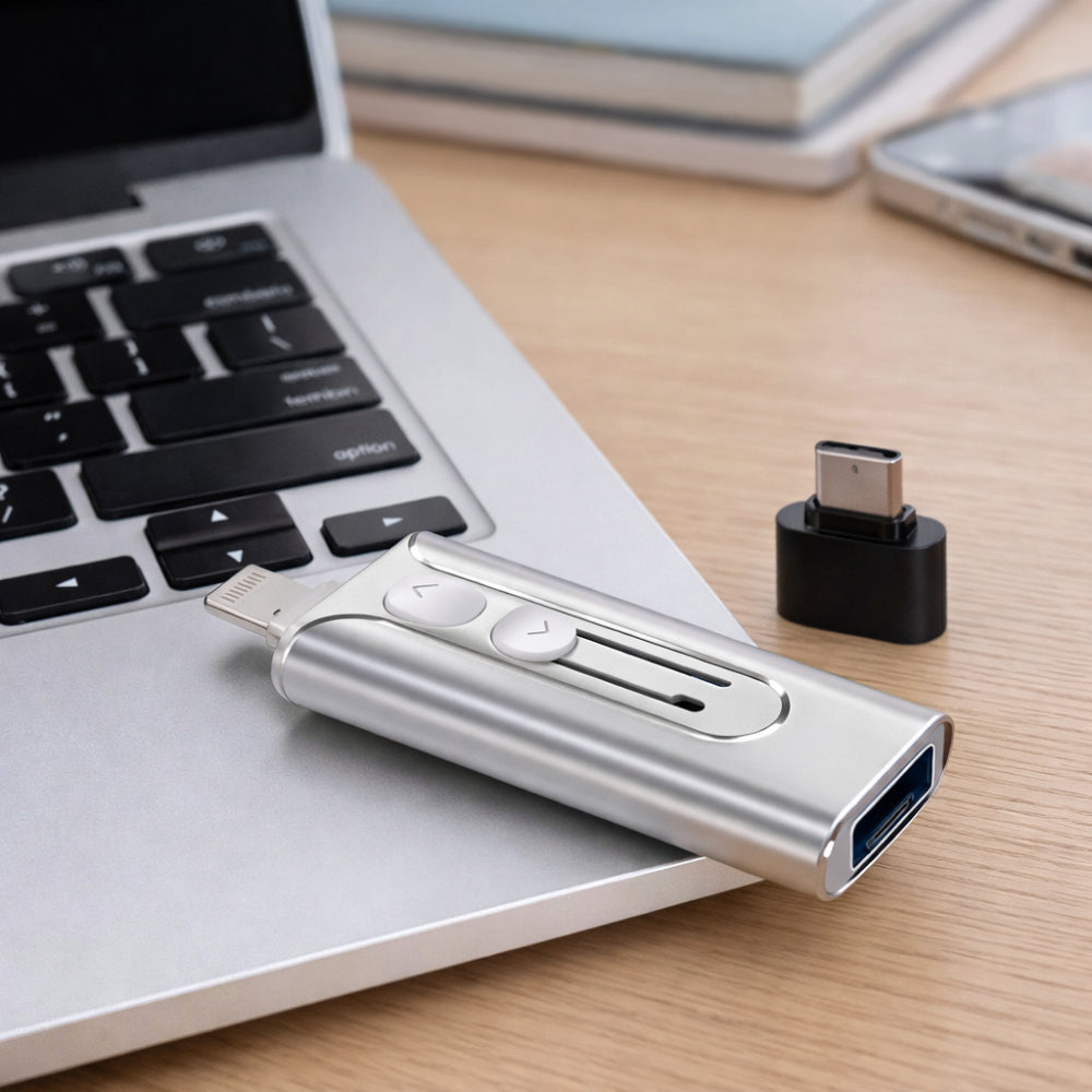 USB Flash Drive Multi Connector, Phone & Computer Photo Backup Stick 32GB to 256GB