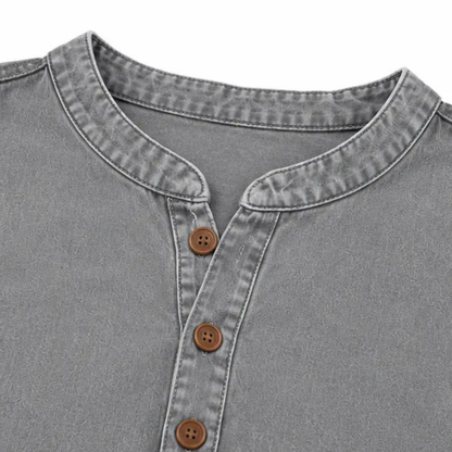 Henley Tunic Top with Side Buttons for Women
