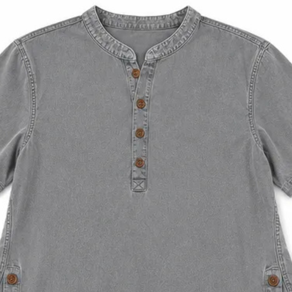 Henley Tunic Top with Side Buttons for Women