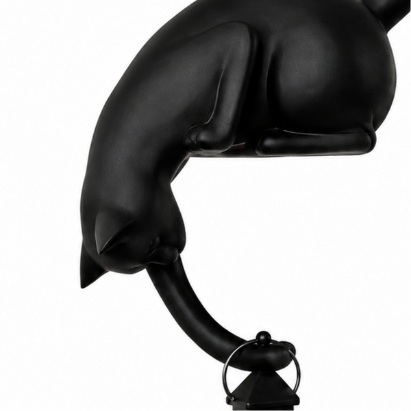 Cat Figurine Lantern, Warm Amber LED Shelf Edge Light for Bookshelves & Nightstands