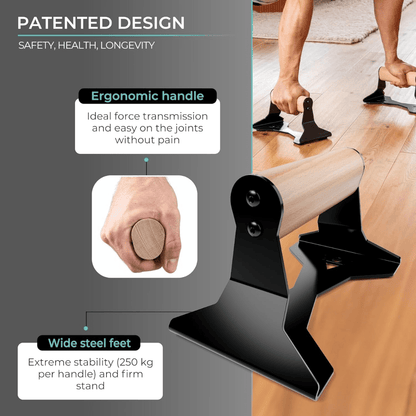 POWERGRIP Ergonomic Wooden Parallettes