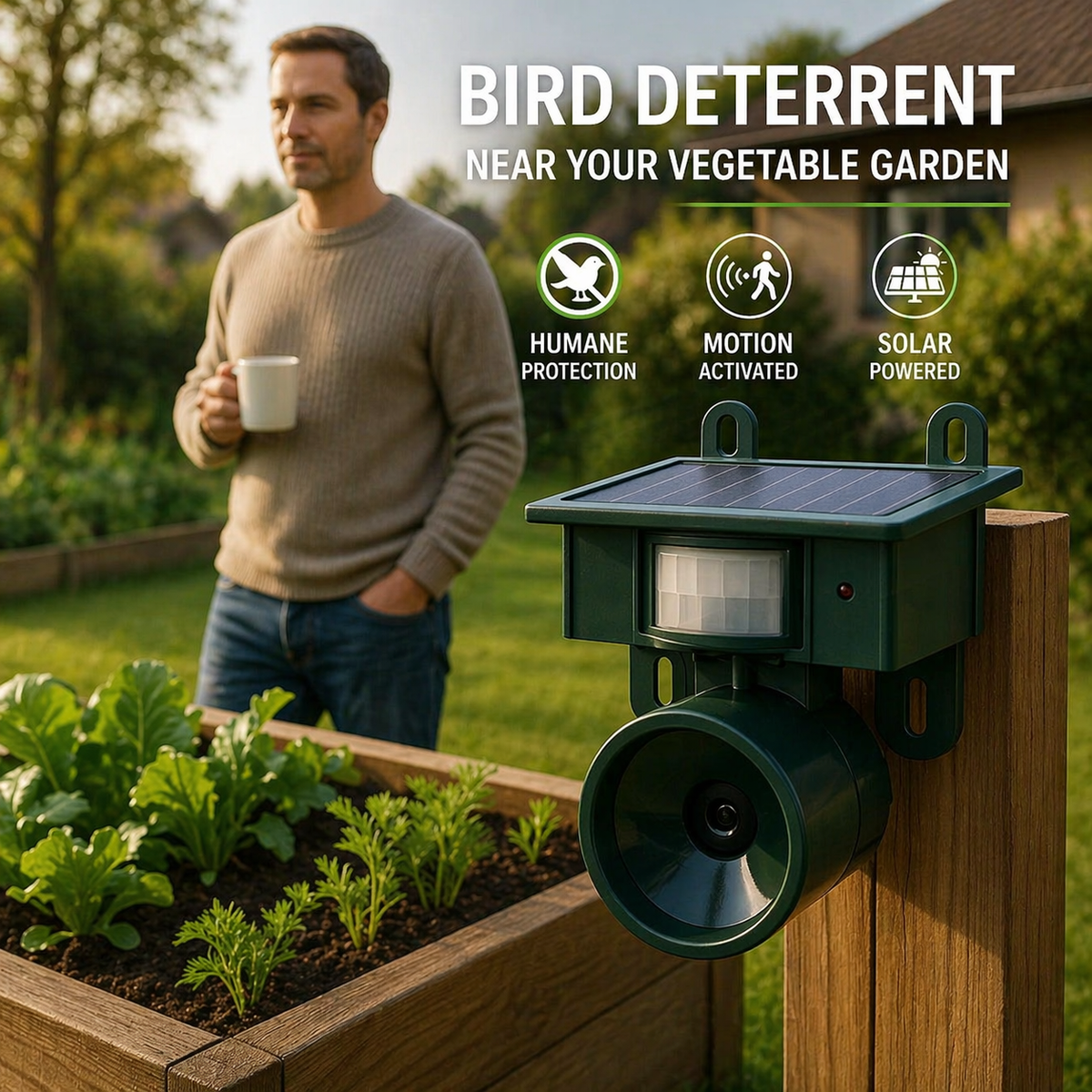 Solar Bird Deterrent, Predator Call Sensor