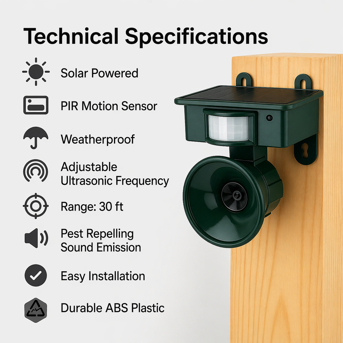 Solar Bird Deterrent, Predator Call Sensor