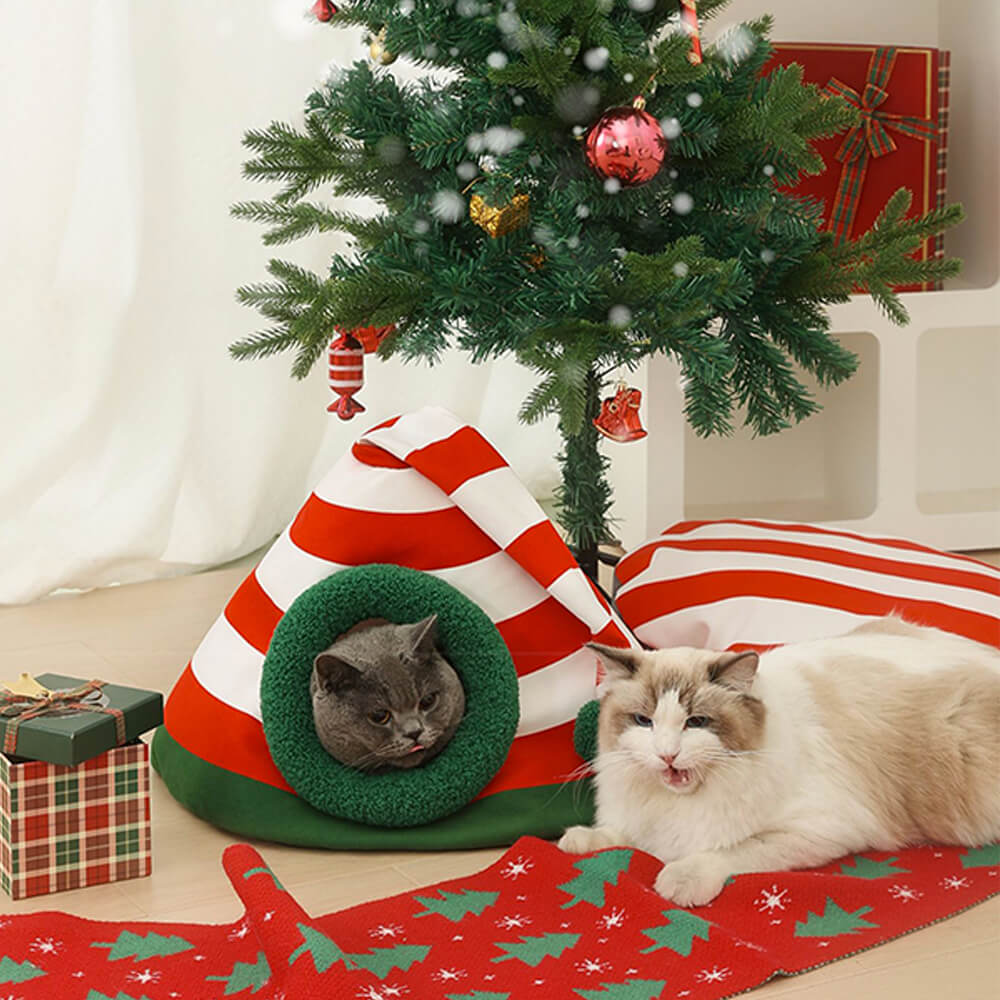 COZYSANTA Soft Christmas Cat Bed