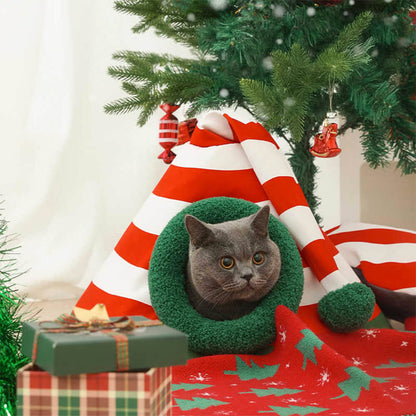 COZYSANTA Soft Christmas Cat Bed