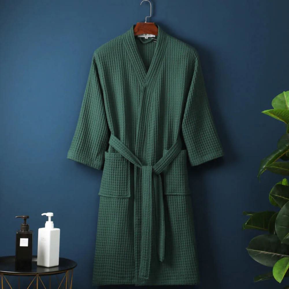 COTTONLUXE Waffle V-Neck Bathrobe - Pockets For The Small Things