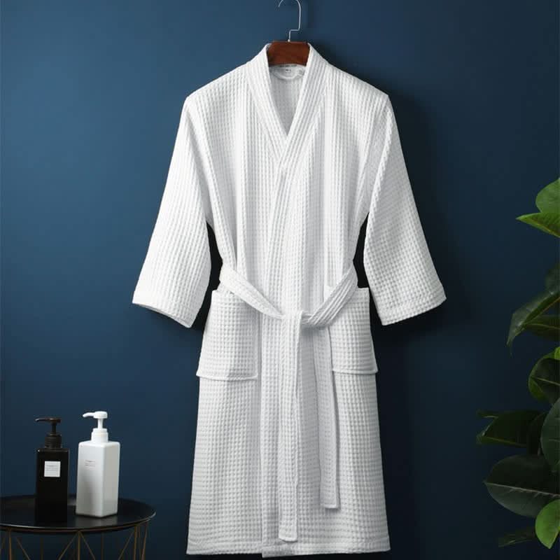 COTTONLUXE Waffle V-Neck Bathrobe - A Cut Made For Comfort