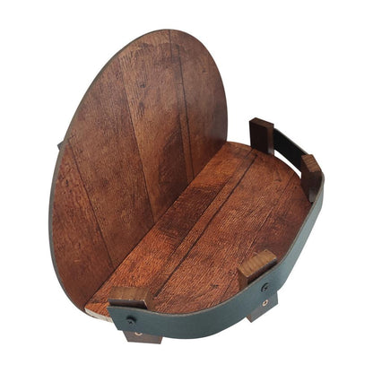 Whiskey Barrel Wall Shelf, Round Wood Bottle Display for Home Bar