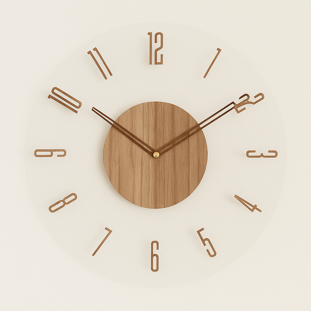 NORDIC CLOCK Silent Wooden Wall Clock