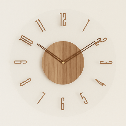 NORDIC CLOCK Silent Wooden Wall Clock