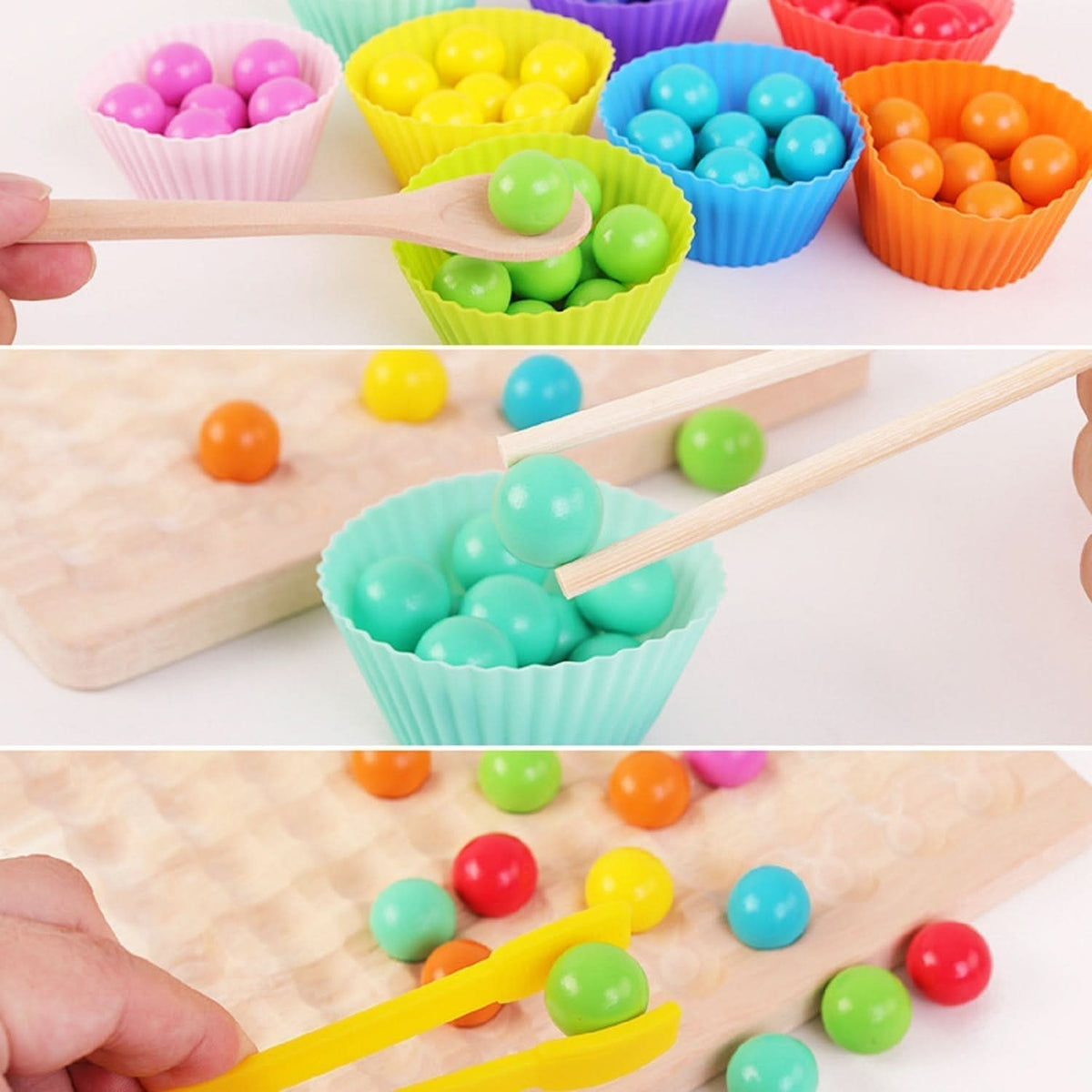 Colormatch Montessori Wooden Bead Sorting Game