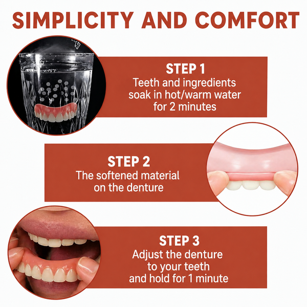 Denture Cushion Pads, Soft Silicone Non-Slip Comfort Set for Upper & Lower Dentures