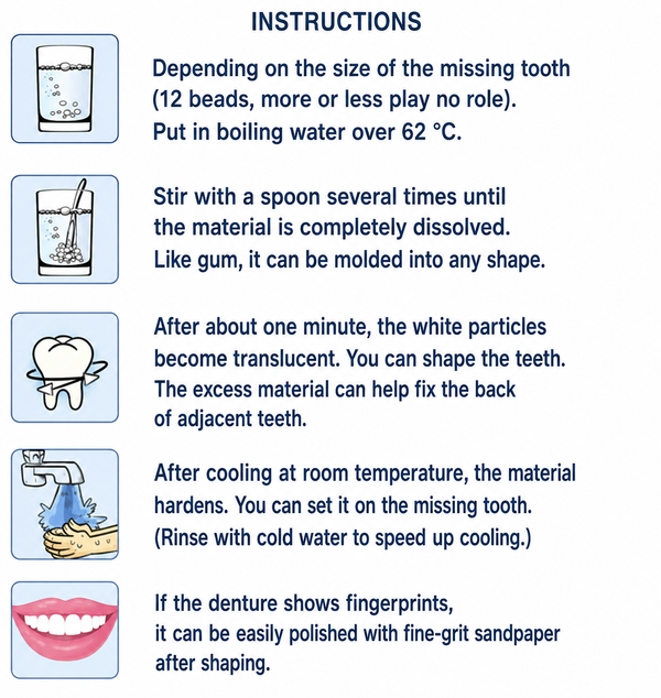 Temporary Tooth Repair Kit, Moldable Resin for Filling Tooth Gaps & Missing Teeth