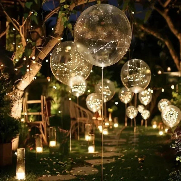 LED Light Up Balloons, Set of 10 Warm White Reusable Balloons for Weddings, Birthdays & Garden Parties