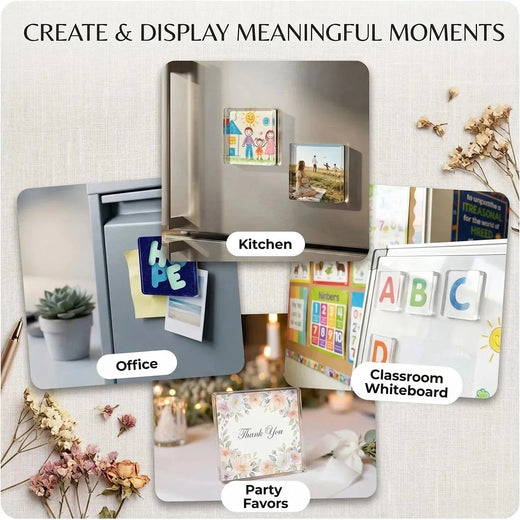 Acrylic Photo Magnet Kit, DIY Clear Fridge Magnets for Pictures & Kids Art